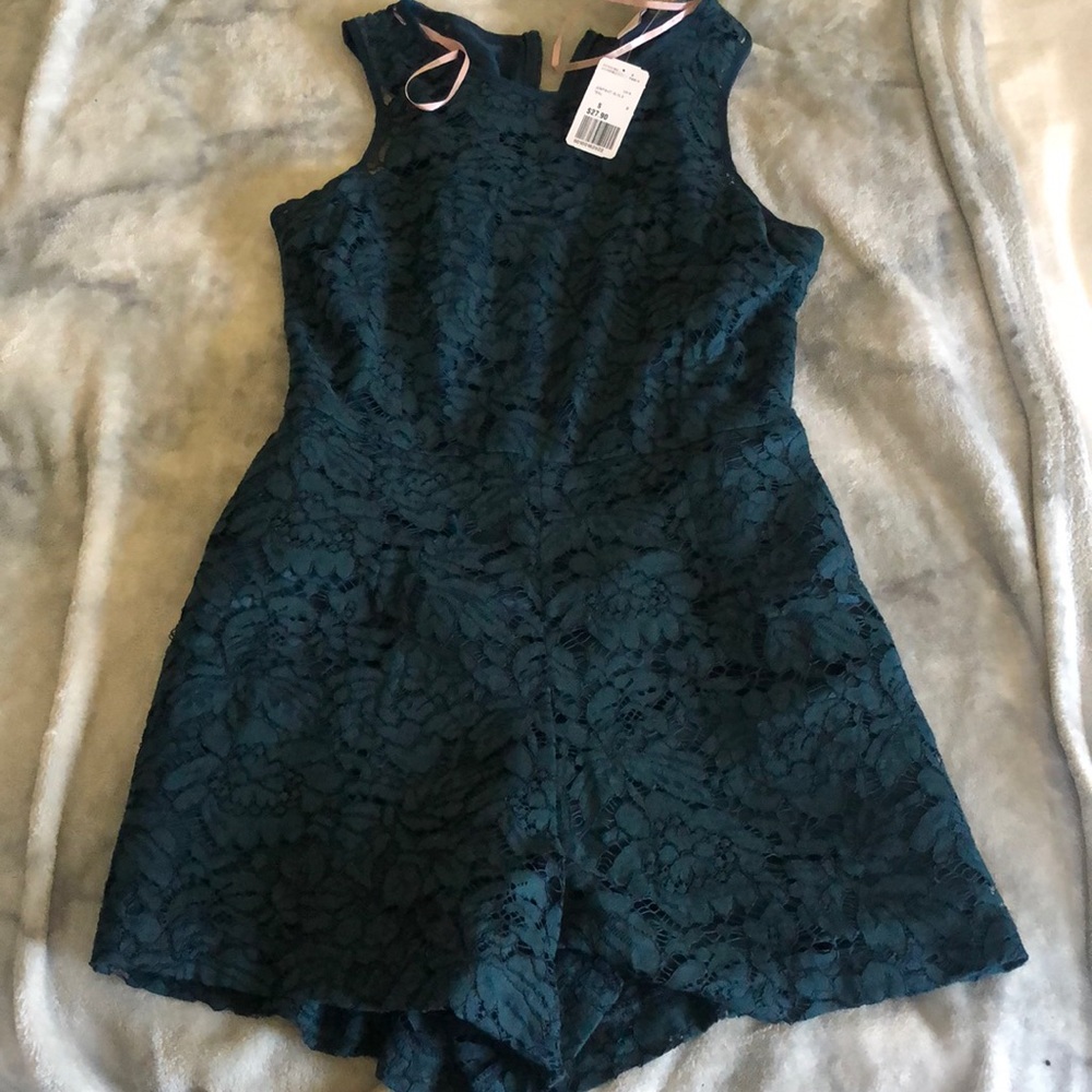 lace teal romper